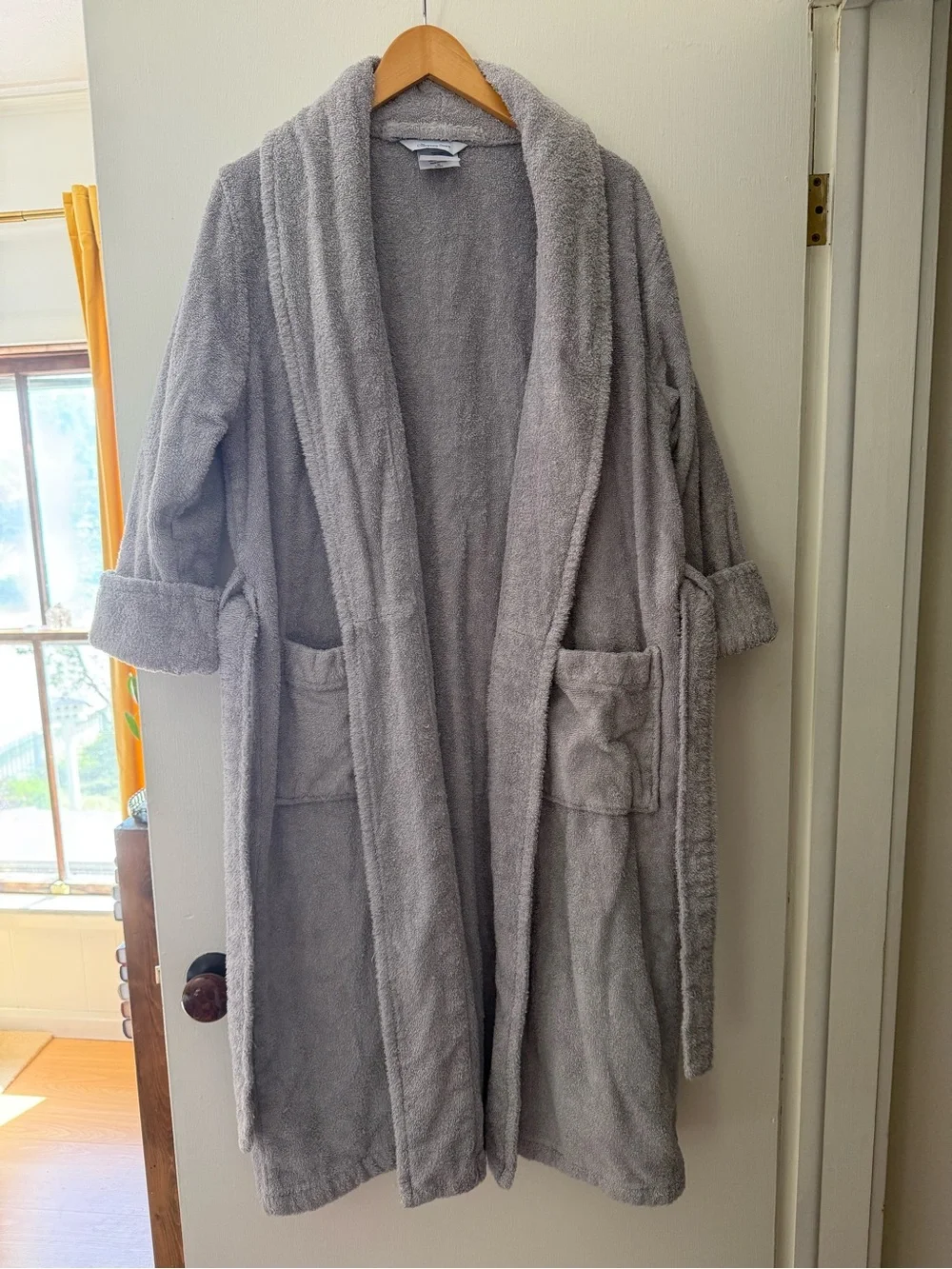 Company Store Gray Terry Shawl Collar Bath Robe with Belt